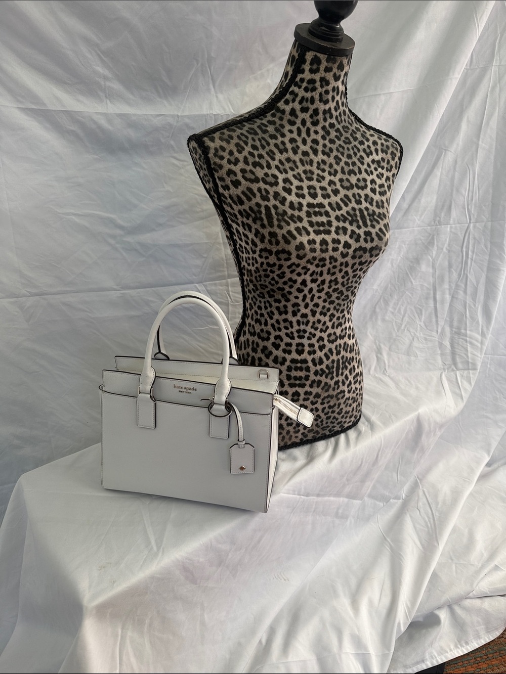 kate spade White Leather Satchel with Top Handles
